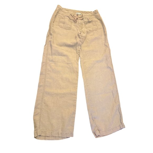 Cabi Womens Linen Pants M Beige Relaxed Fit Drawstring Waist - Picture 1 of 6